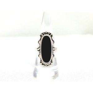 Vintage Silver & Black Ornate Oval Ring Size 6.5 Women's Jewelry